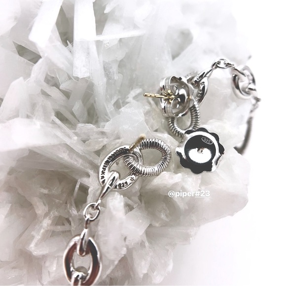 NWT Judith Ripka Eternity Linear Link Drop Sterling Silver 18K Gold Earrings - Picture 7 of 11